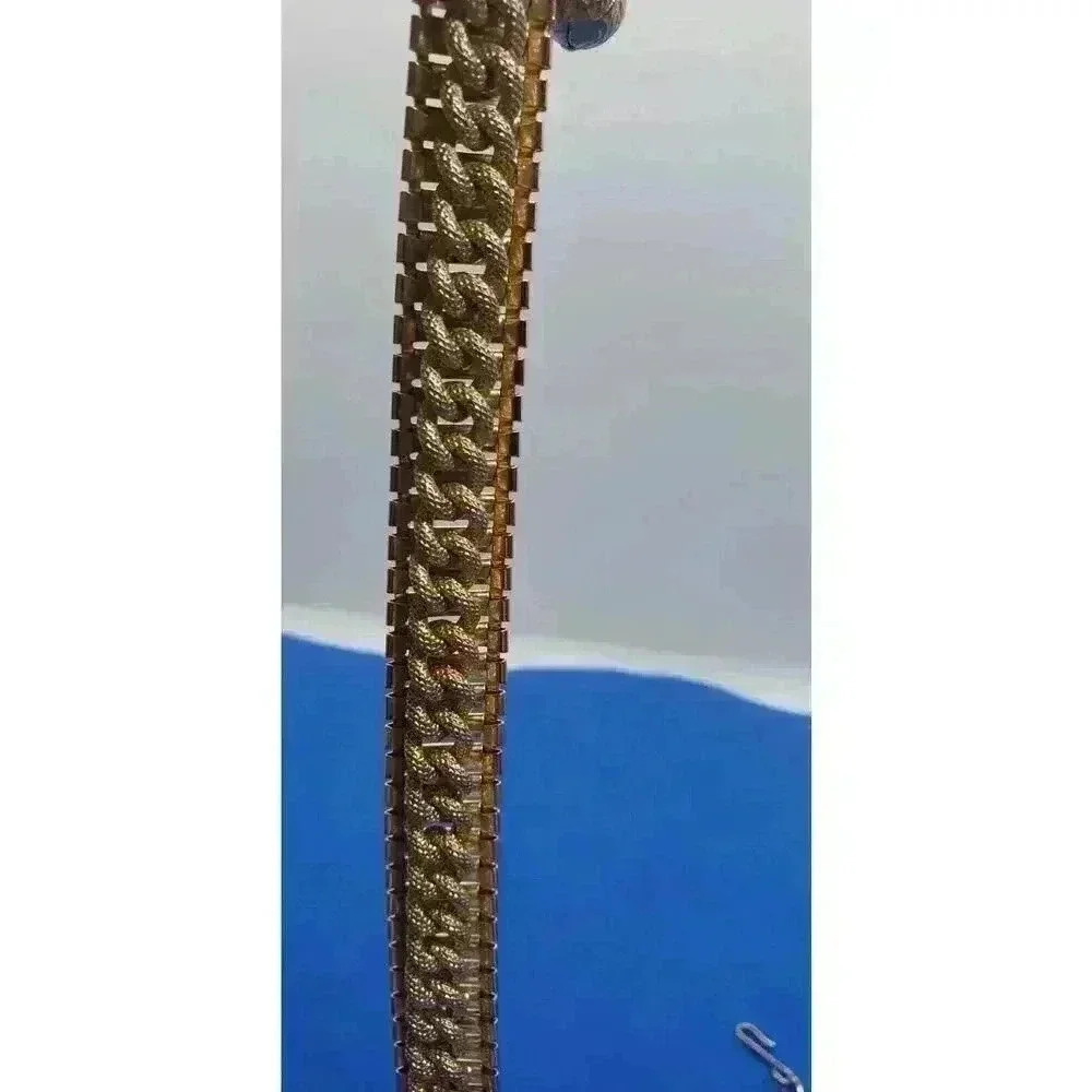 Vintage Gold Choker Necklace Railroad Style & Braided Thick Chain Chunky - Picture 9 of 12